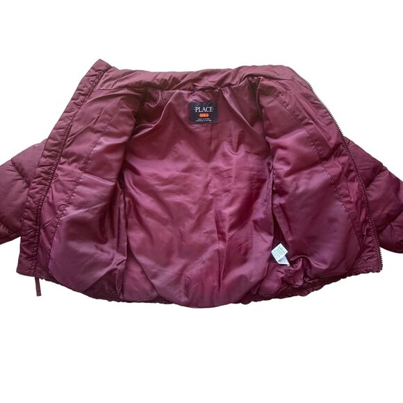 The Childrens Place Burgundy Puffer Jacket Kids Size XS/TP-4 - Picture 3 of 7
